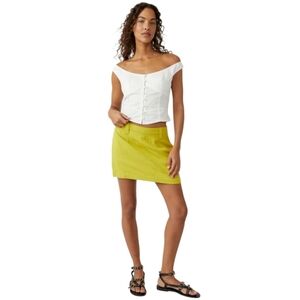 Free People Can't Blame Me Linen Mini Skirt - Citronelle NWOT